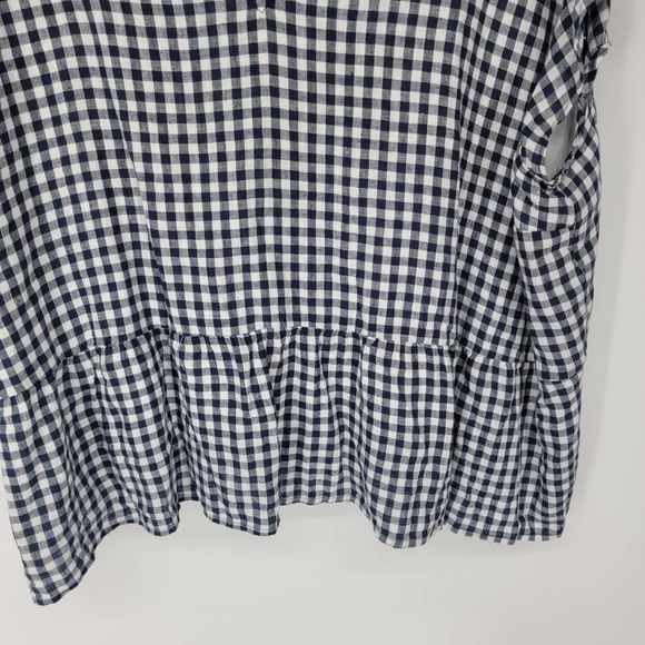 Abercrombie & Fitch Women's Size XXL Top V Neck Smocked Babydoll Peplum Check - Picture 10 of 10